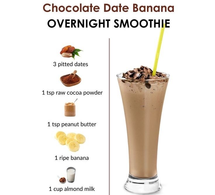 Chocolate Date Banana Overnight Smoothie Recipe